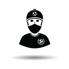 Image showing Football fan with covered  face by scarf icon