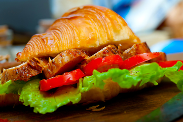 Image showing savory croissant brioche bread with chicken breast