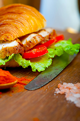 Image showing savory croissant brioche bread with chicken breast