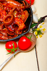 Image showing fresh seafoos stew on an iron skillet