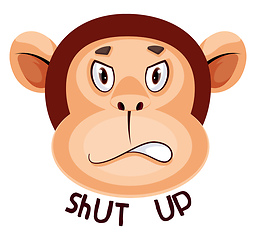 Image showing Monkey is saying shut up, illustration, vector on white backgrou