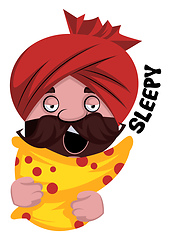 Image showing Man with turban sleepy, illustration, vector on white background