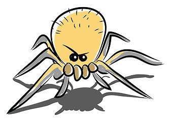 Image showing Drawing of an angry spider with its eight legs vector color draw