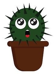 Image showing Suprised cactus in brown pot vector illustration on white backgr