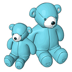 Image showing Blue  teddy bears vector illustration on white background