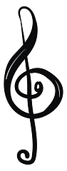 Image showing Treble clef in black ink vector or color illustration