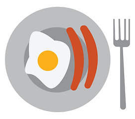 Image showing A high protein breakfast platter with eggs and sausages vector c