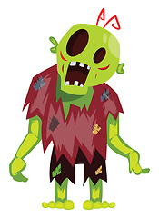 Image showing Cartoon zombie on white background vector illustration.