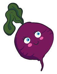 Image showing Cute beet with big blue eyes smiling color vector on white backg