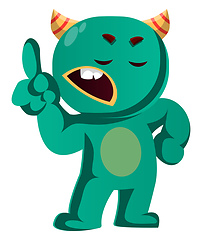 Image showing Wait a minute green monster is gesturing vector illustration