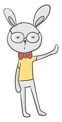 Image showing A young cartoon hare wearing spectacles and dressed in yellow ve