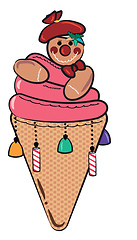 Image showing Ice cream cone shaped sweet vector or color illustration