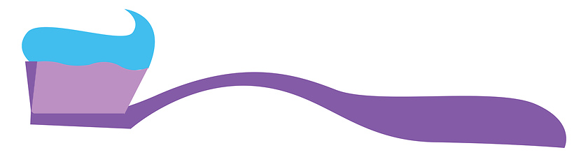 Image showing A purple toothbrush with toothpaste is ready for brushing up the