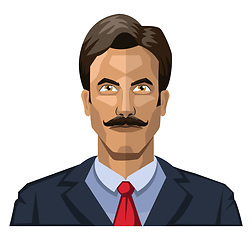 Image showing Man with mustaches and short black hair illustration vector on w