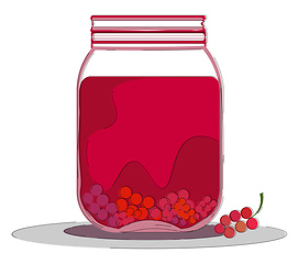 Image showing A jar of berry compote vector or color illustration