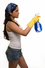 Image showing Dressed for house cleaning