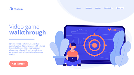 Image showing Video game walkthrough concept landing page.