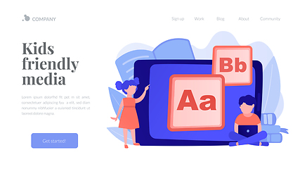 Image showing Kids digital content concept landing page.