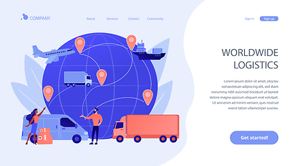 Image showing Global transportation system concept landing page.