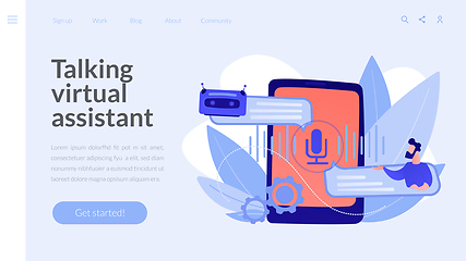 Image showing Chatbot voice controlled virtual assistantconcept landing page.