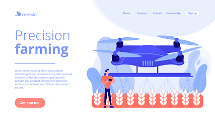 Image showing Agriculture drone use concept landing page.