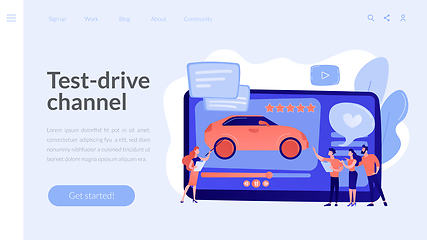 Image showing Car review video concept landing page.