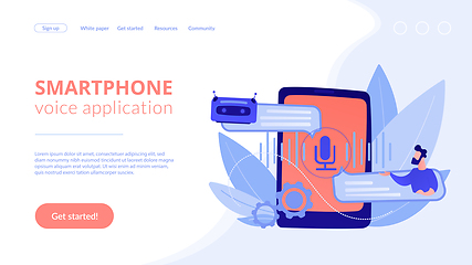 Image showing Chatbot voice controlled virtual assistantconcept landing page.