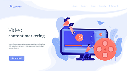 Image showing Video content marketing concept landing page.