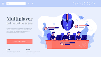 Image showing Multiplayer online battle arena concept landing page.