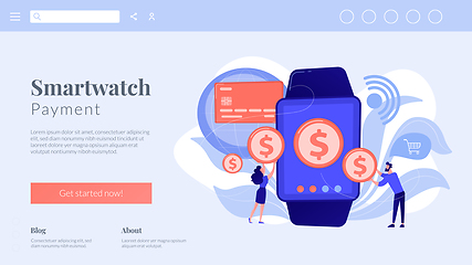 Image showing Smartwatch payment concept landing page.