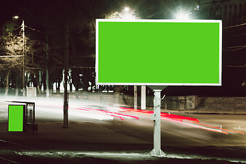 Image showing Blank billboard for advertising at the city around, copyspace for your text, image, design