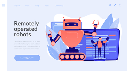 Image showing Remotely operated robots concept landing page.