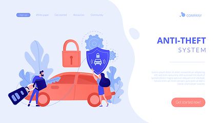 Image showing Car alarm system concept landing page.