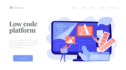 Image showing Low code development concept landing page.