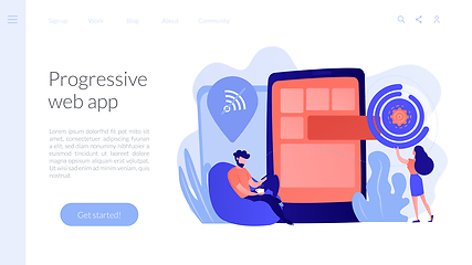 Image showing Progressive web app concept landing page.