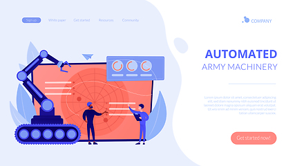 Image showing Military robotics concept landing page.