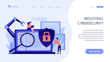 Image showing Industrial cybersecurity concept landing page.