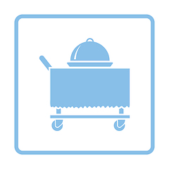 Image showing Restaurant  cloche on delivering cart icon