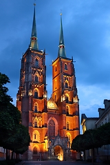 Image showing Towers of cathedral in Wroclaw