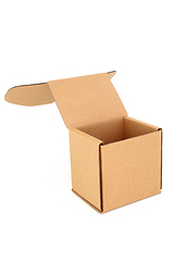 Image showing Cube Shaped Cardboard Box with Lid Open