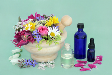 Image showing Essential Oil Preparation for Aromatherapy Treatments