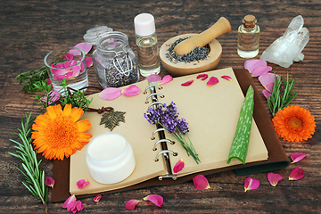 Image showing Preparing Herbal Medicine with Herbs for Skincare