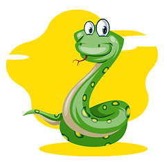 Image showing Green dotted snake, vector color illustration.