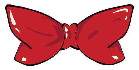 Image showing Clipart of a red string bow tie with two black spheres as eyes v