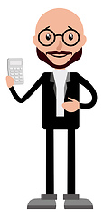 Image showing Cartoon accountant holding a calculator illustration vector on w