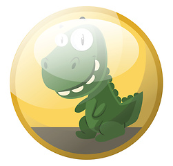 Image showing Cartoon character of a green dinosaur smiling vector illustratio