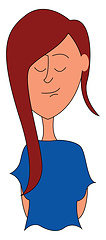 Image showing Clipart of a beautiful girl in her blue top vector or color illu