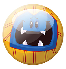 Image showing Cartoon character of a blue monster with big teeth smiling vecto