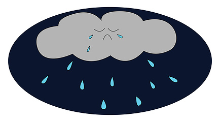 Image showing A little crying cloud vector or color illustration