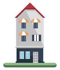 Image showing Cartoon white building with red roof vector illustartion on whit